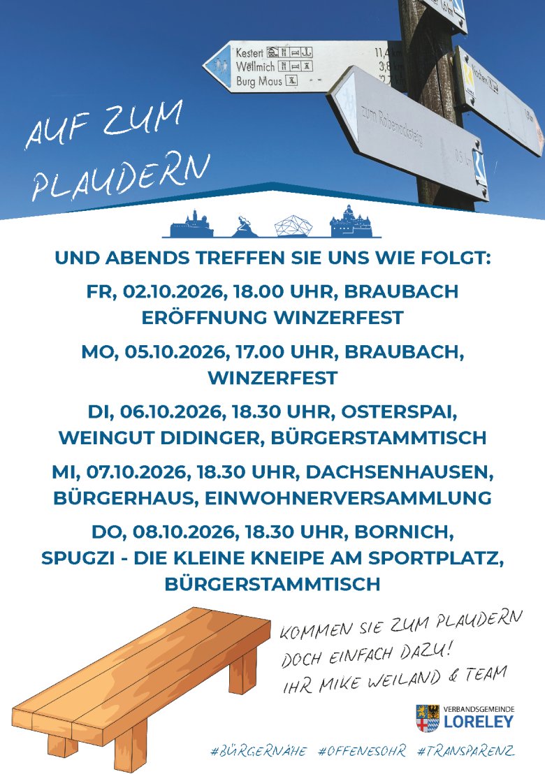 Ankündigung Bürgermeister vor Ort