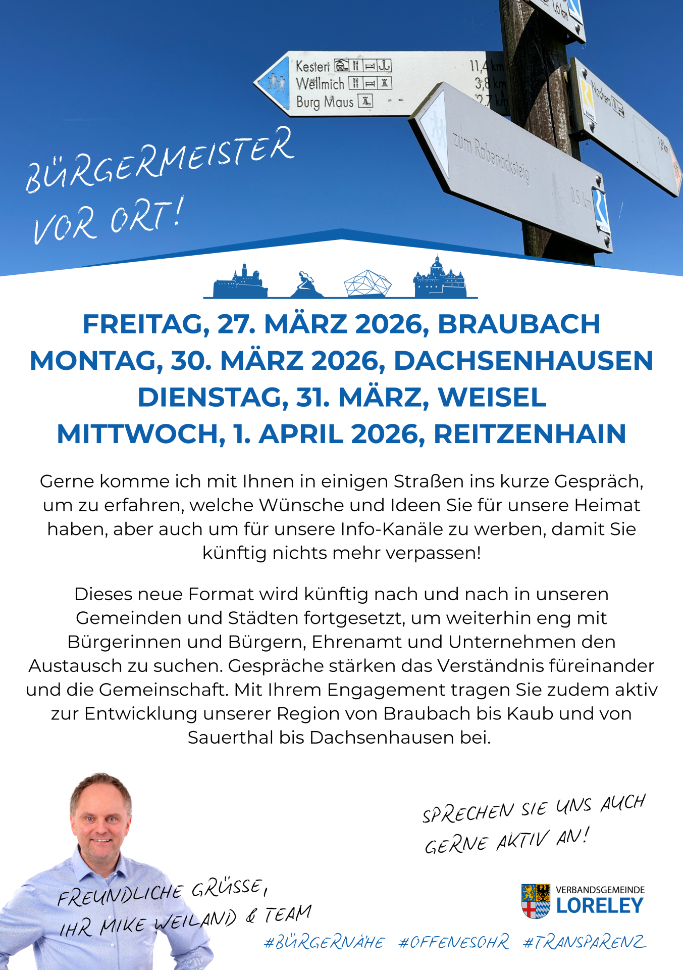 Handzettel Haustürbesuche - Bürgermeister vor Ort