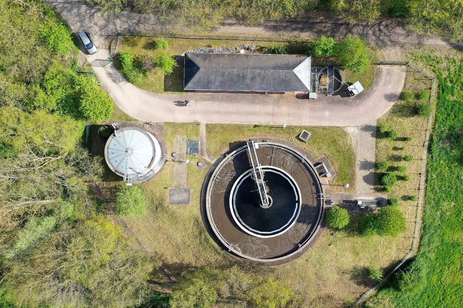 Luftaufnahme der Kläranlage Bornich 