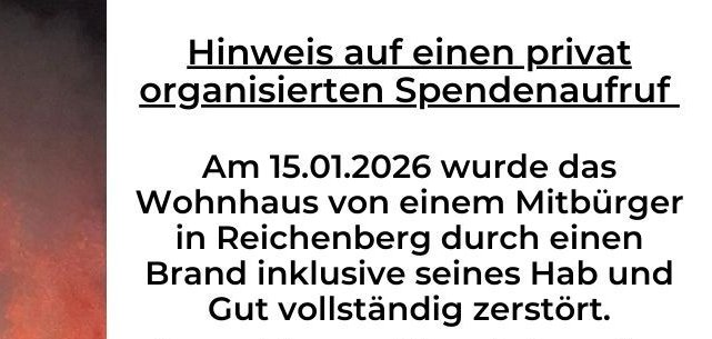 Hinweis auf private Spendenaktion