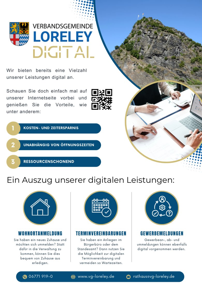 Plakat für das digitale Angebot der Verbandsgemeinde Loreley