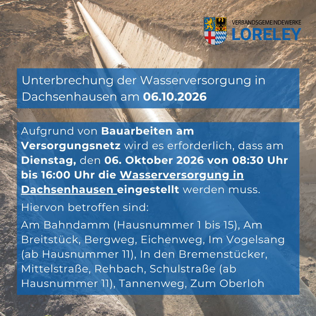 Unterbrechung Wasserversorgung Dachsenhausen