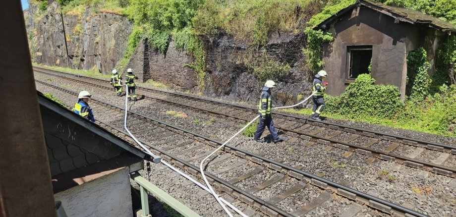 Das Bild zeigt die Feuerwehr im Einsatz, um den Brand zu löschen.